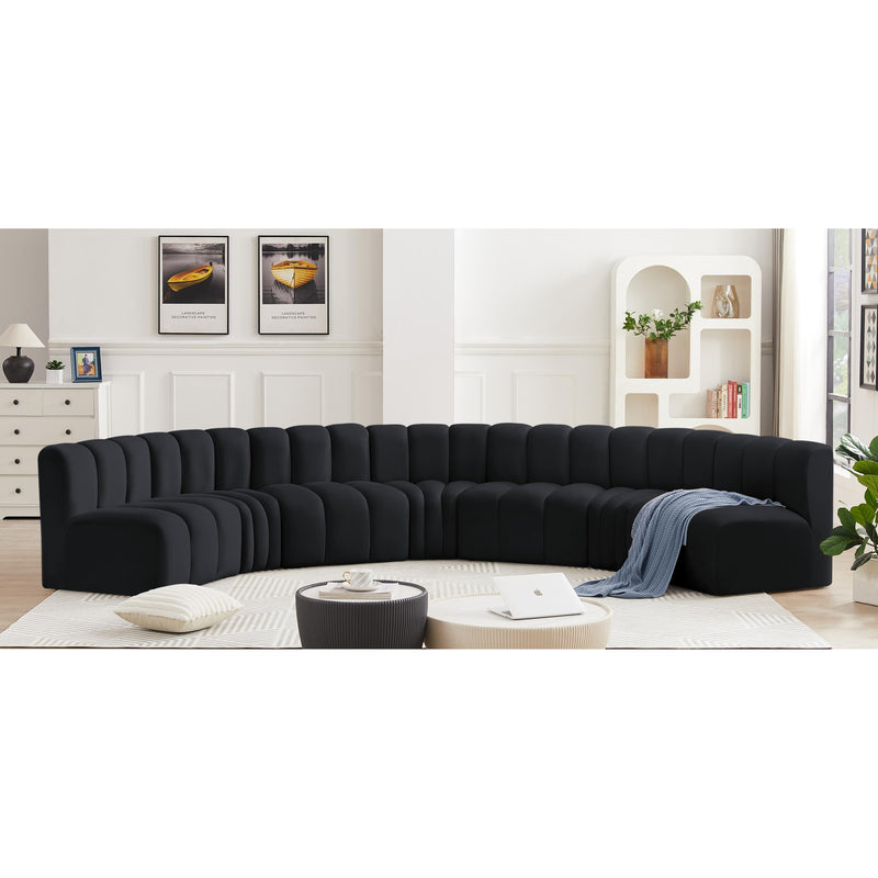 Meridian Arc Black Velvet 7 pc Modular Sectional IMAGE 2