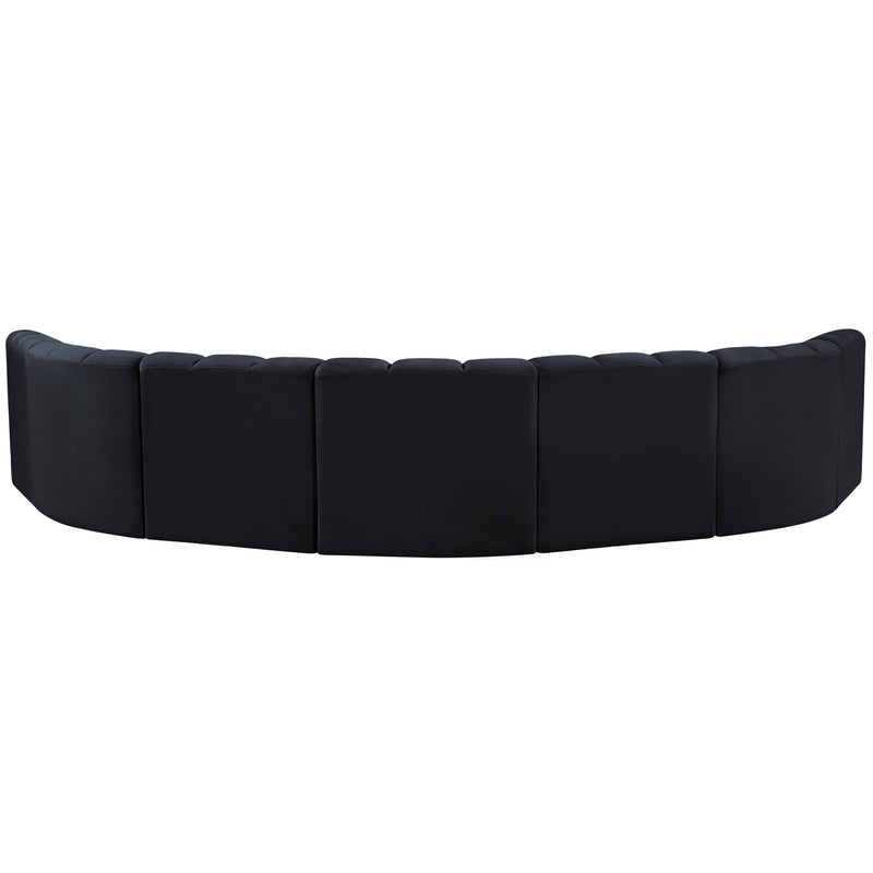 Meridian Arc Black Velvet 7 pc Modular Sectional IMAGE 3