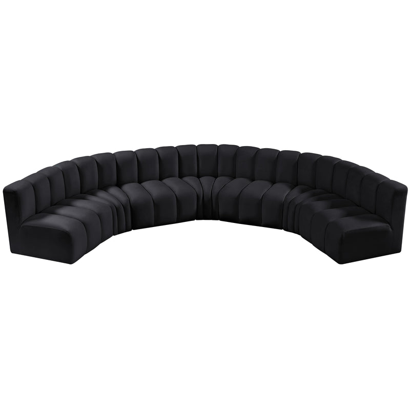 Meridian Arc Black Velvet 7 pc Modular Sectional IMAGE 4