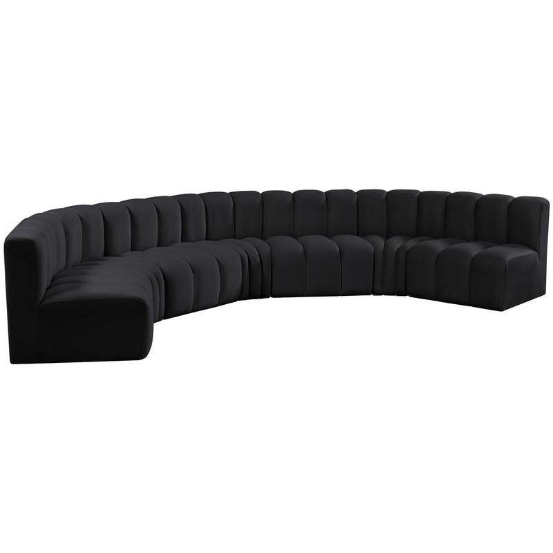 Meridian Arc Black Velvet 7 pc Modular Sectional IMAGE 5