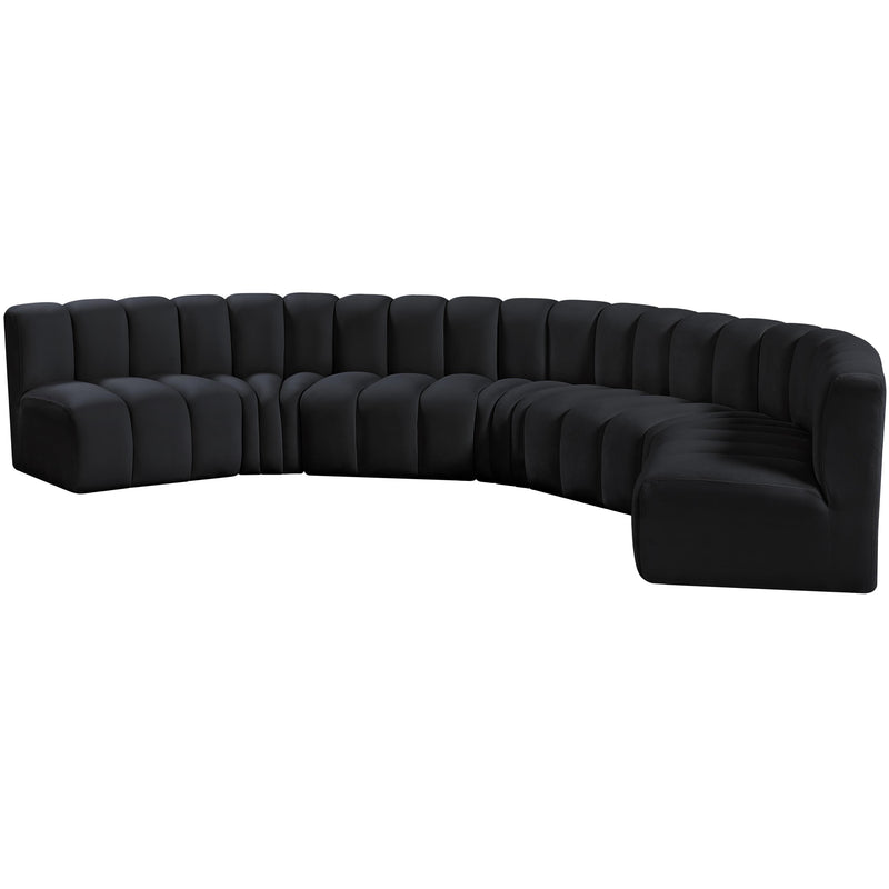 Meridian Arc Black Velvet 7 pc Modular Sectional IMAGE 6