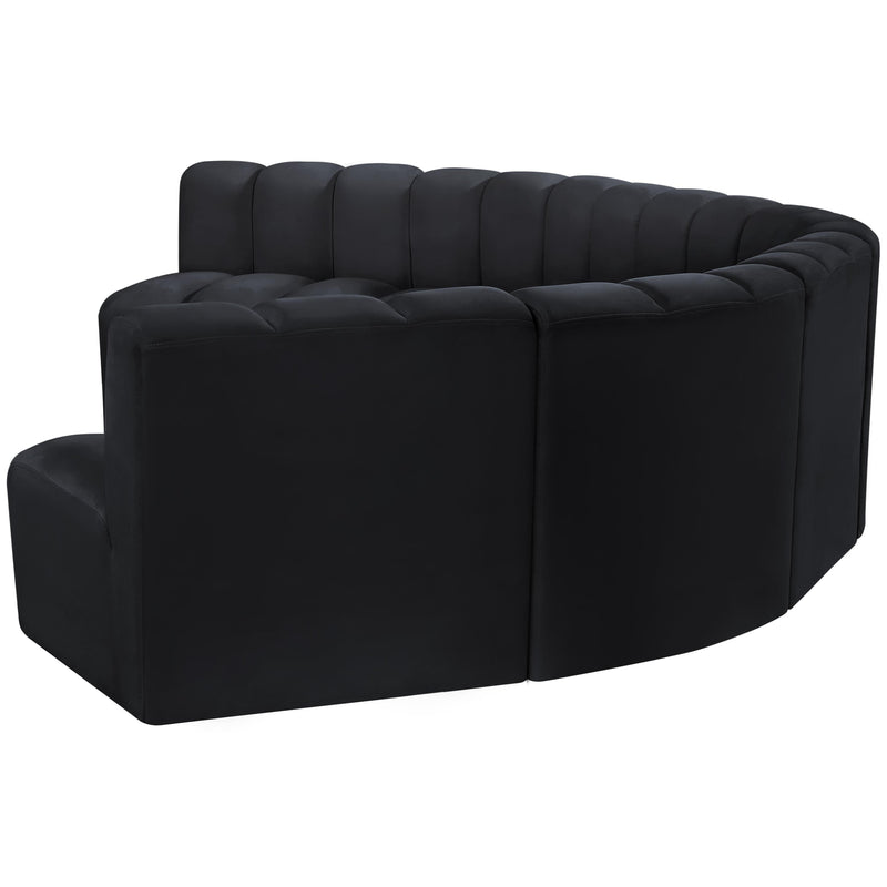 Meridian Arc Black Velvet 7 pc Modular Sectional IMAGE 7