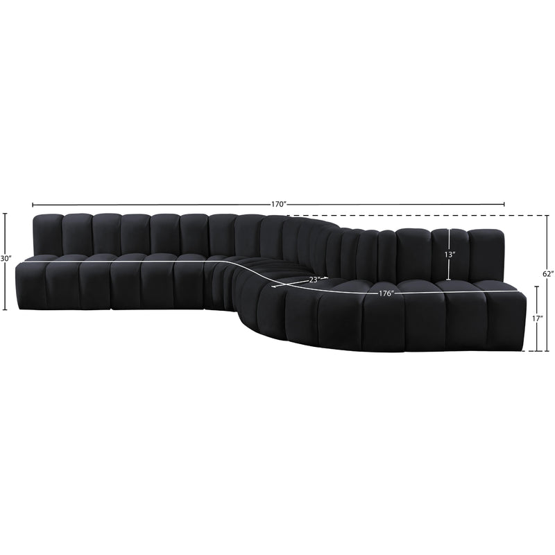 Meridian Arc Black Velvet 7 pc Modular Sectional IMAGE 16