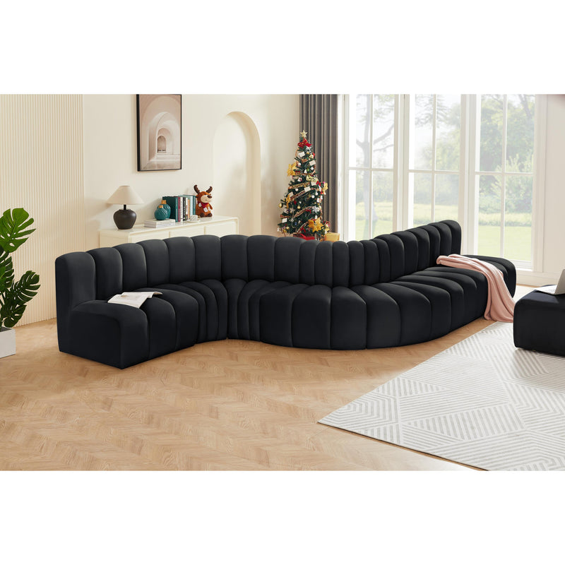 Meridian Arc Black Velvet 7 pc Modular Sectional IMAGE 2