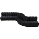Meridian Arc Black Velvet 7 pc Modular Sectional IMAGE 4