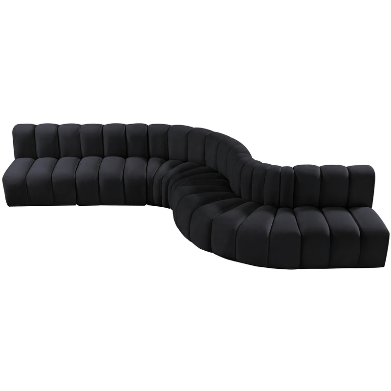Meridian Arc Black Velvet 7 pc Modular Sectional IMAGE 4