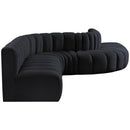 Meridian Arc Black Velvet 7 pc Modular Sectional IMAGE 5