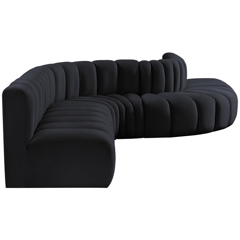 Meridian Arc Black Velvet 7 pc Modular Sectional IMAGE 5