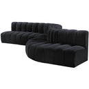 Meridian Arc Black Velvet 7 pc Modular Sectional IMAGE 6