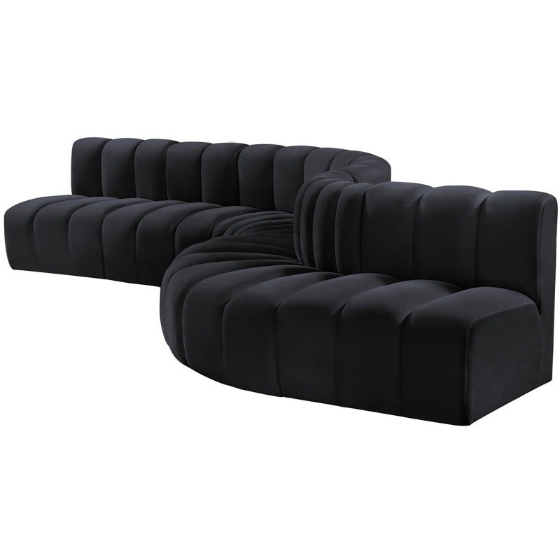 Meridian Arc Black Velvet 7 pc Modular Sectional IMAGE 6