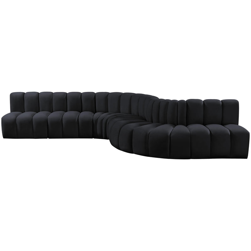 Meridian Arc Black Velvet 7 pc Modular Sectional IMAGE 7