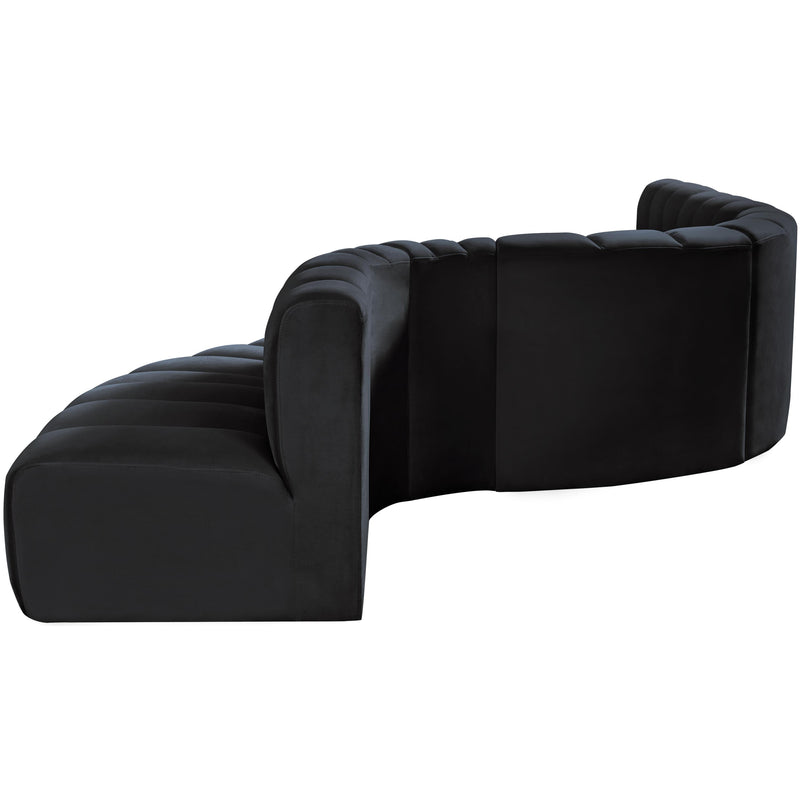 Meridian Arc Black Velvet 7 pc Modular Sectional IMAGE 8