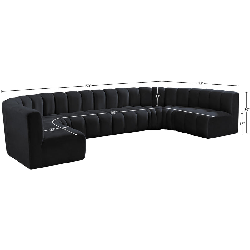 Meridian Arc Black Velvet 8 pc Modular Sectional IMAGE 15