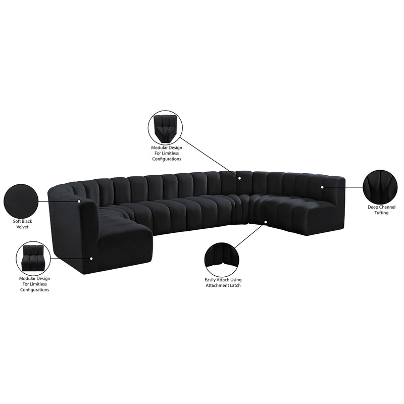 Meridian Arc Black Velvet 8 pc Modular Sectional IMAGE 16