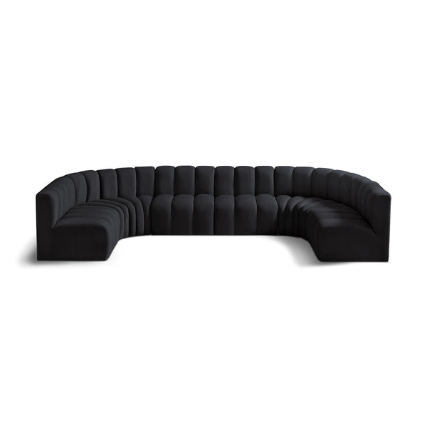 Meridian Arc Black Velvet 8 pc Modular Sectional IMAGE 1