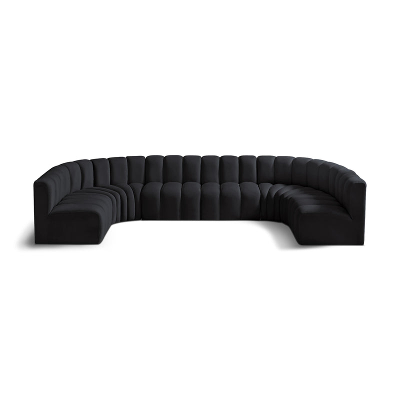 Meridian Arc Black Velvet 8 pc Modular Sectional IMAGE 1
