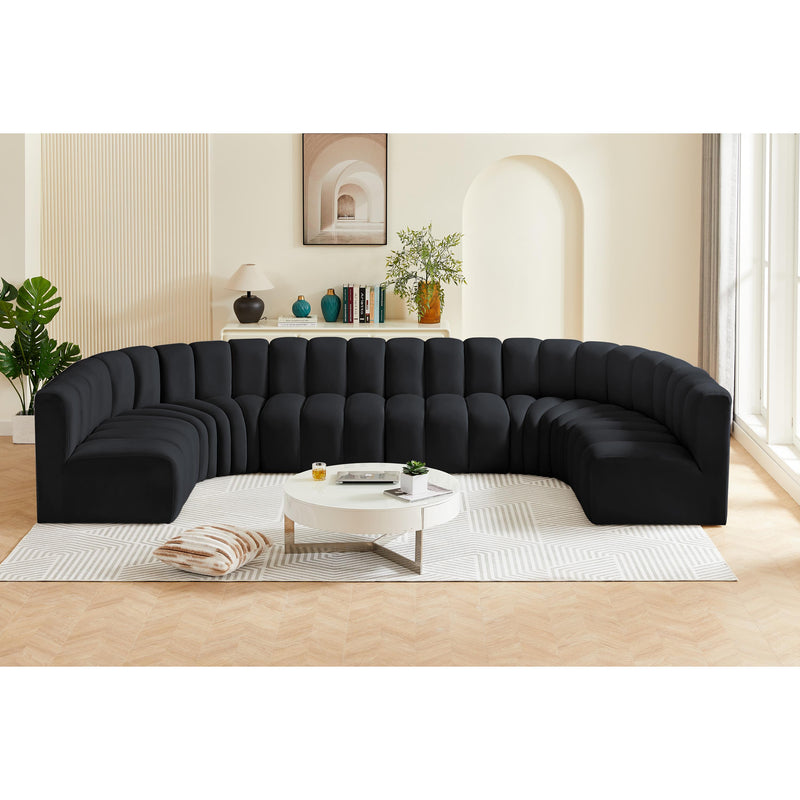 Meridian Arc Black Velvet 8 pc Modular Sectional IMAGE 2