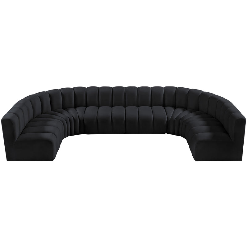 Meridian Arc Black Velvet 8 pc Modular Sectional IMAGE 4