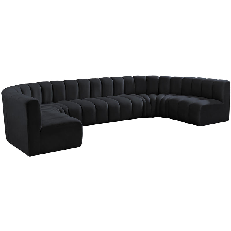 Meridian Arc Black Velvet 8 pc Modular Sectional IMAGE 5