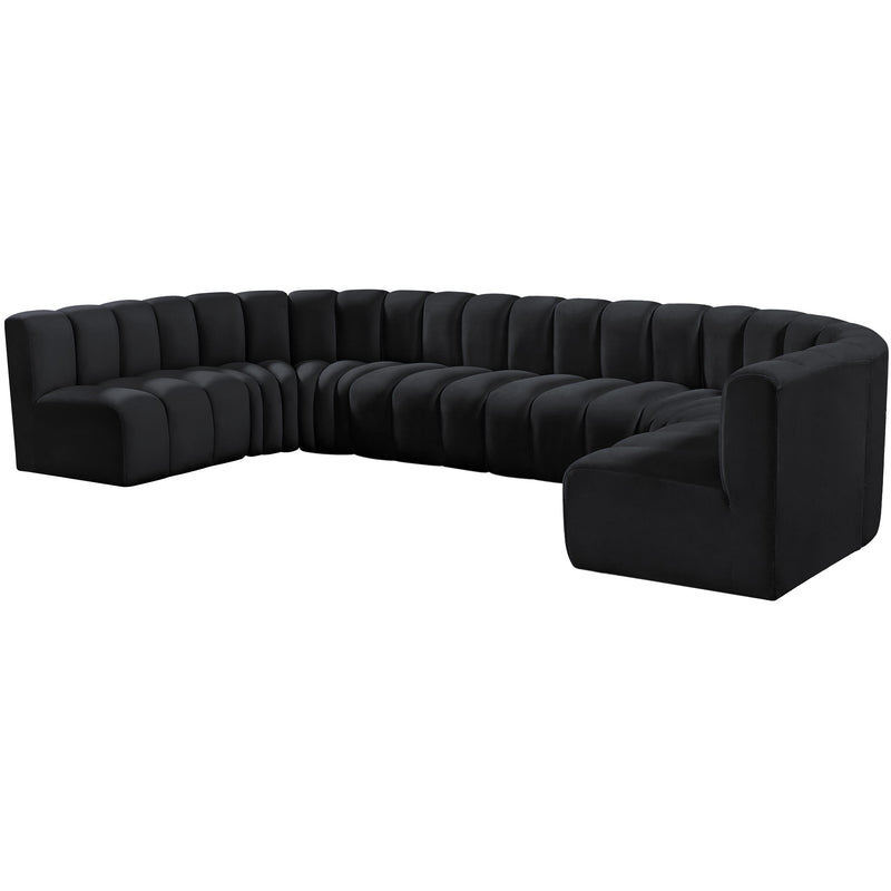 Meridian Arc Black Velvet 8 pc Modular Sectional IMAGE 6