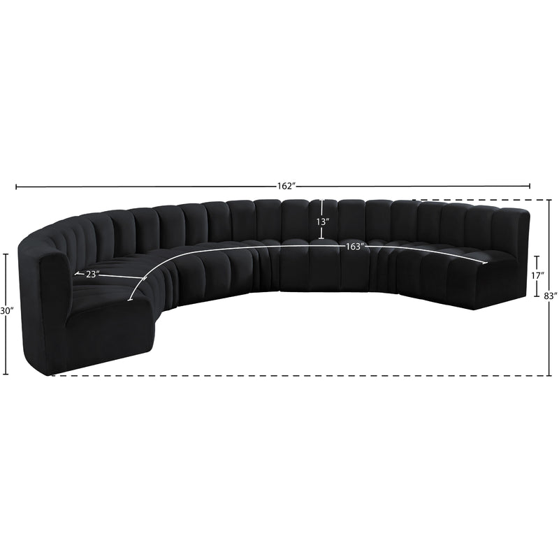 Meridian Arc Black Velvet 8 pc Modular Sectional IMAGE 14
