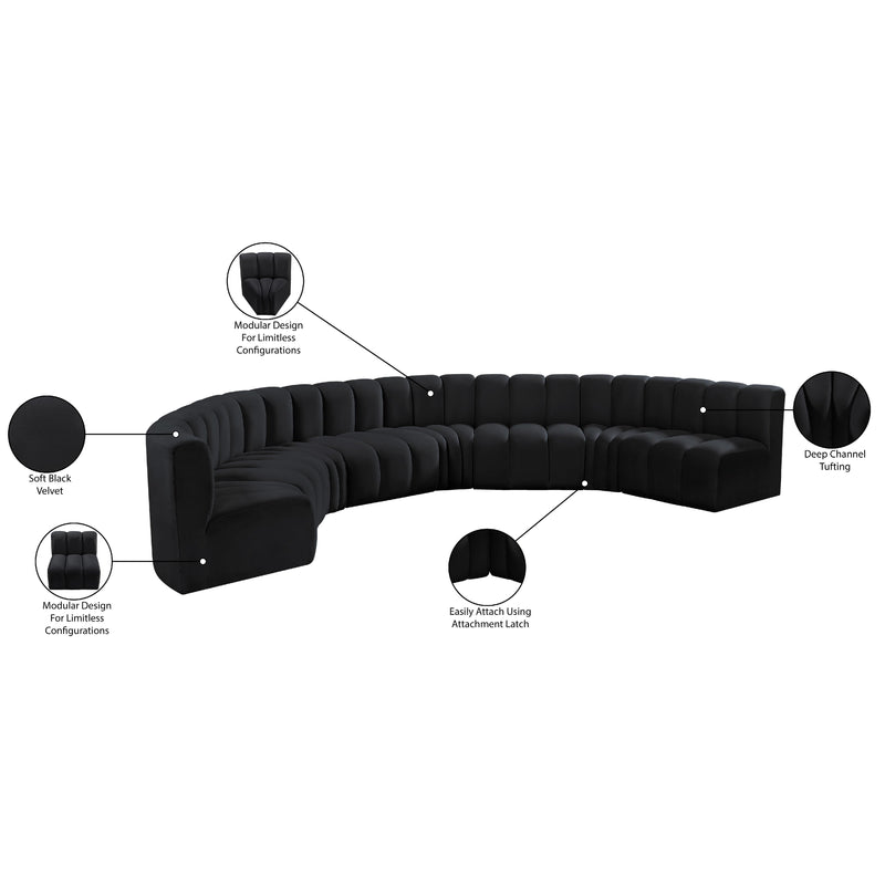 Meridian Arc Black Velvet 8 pc Modular Sectional IMAGE 15
