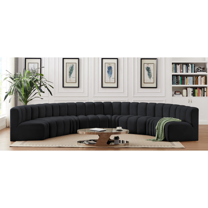 Meridian Arc Black Velvet 8 pc Modular Sectional IMAGE 2