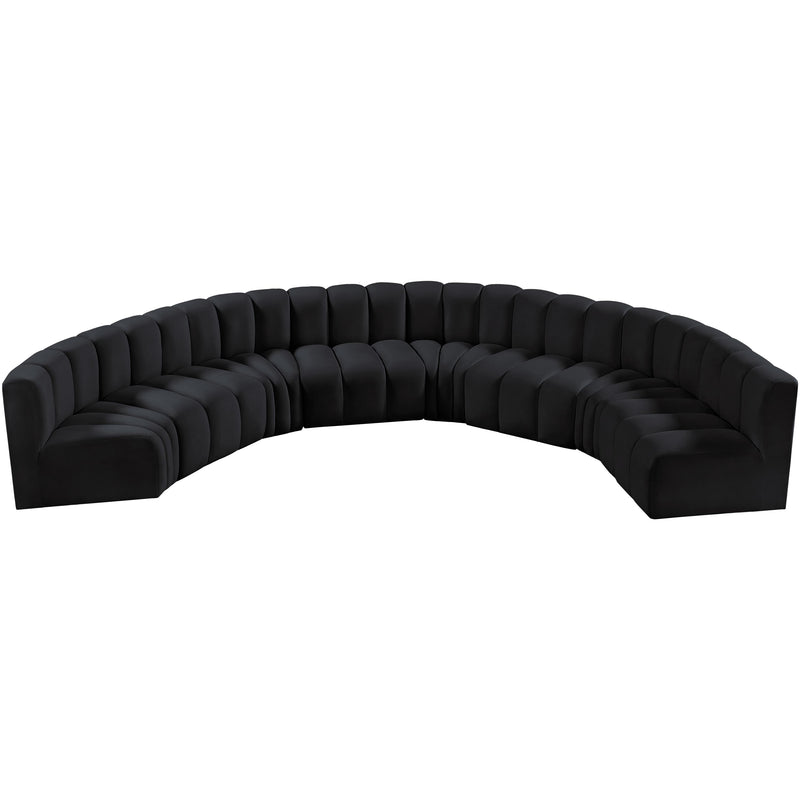 Meridian Arc Black Velvet 8 pc Modular Sectional IMAGE 4
