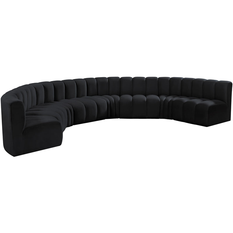 Meridian Arc Black Velvet 8 pc Modular Sectional IMAGE 5