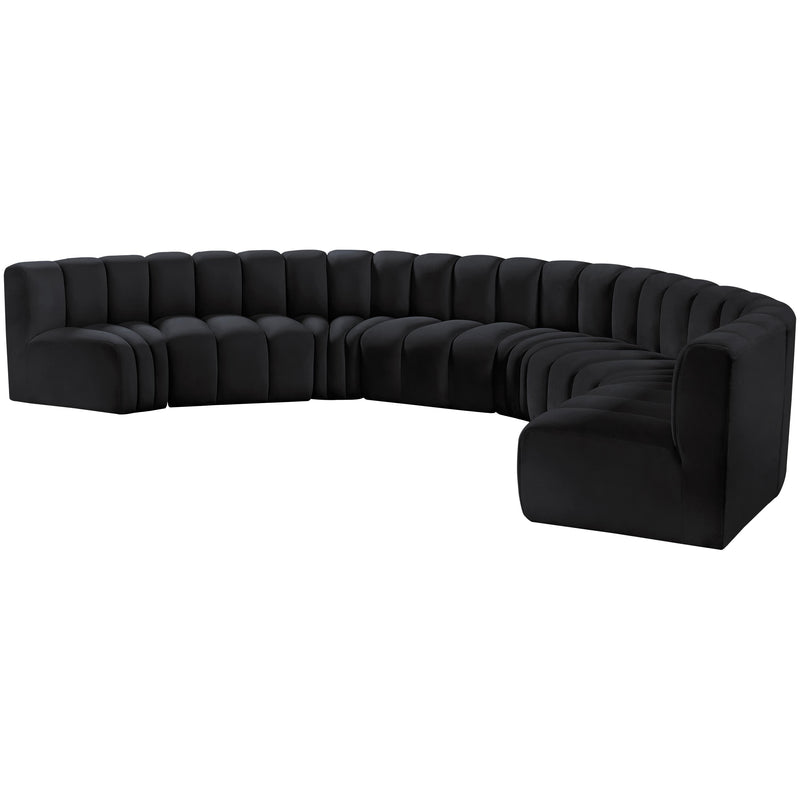 Meridian Arc Black Velvet 8 pc Modular Sectional IMAGE 6