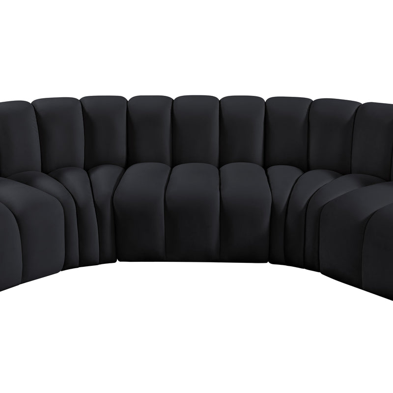 Meridian Arc Black Velvet 8 pc Modular Sectional IMAGE 13