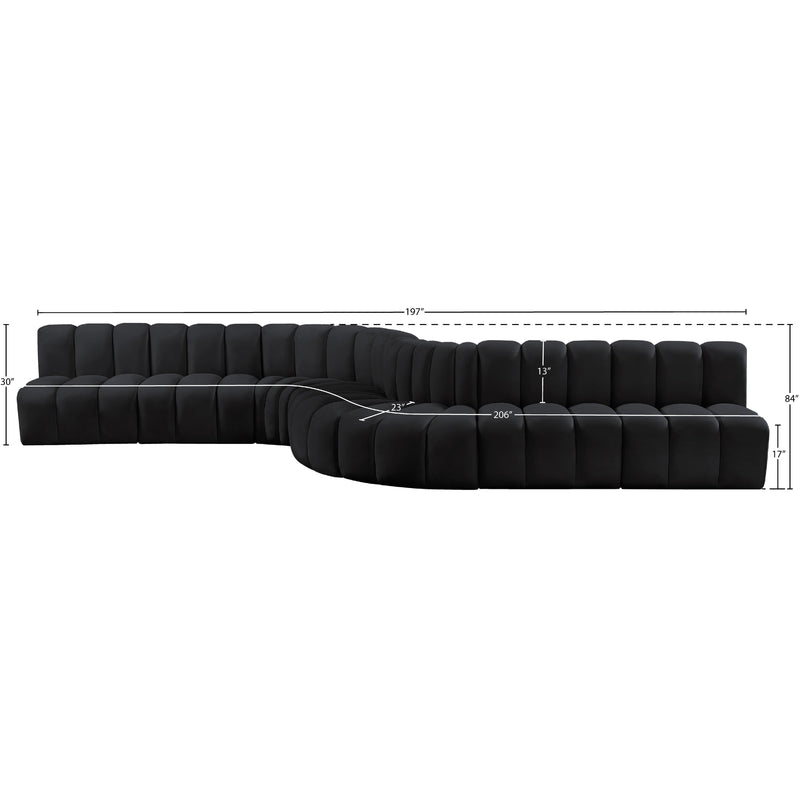 Meridian Arc Black Velvet 8 pc Modular Sectional IMAGE 16