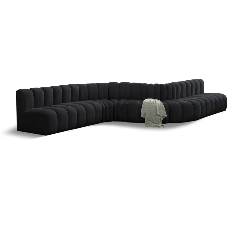 Meridian Arc Black Velvet 8 pc Modular Sectional IMAGE 1