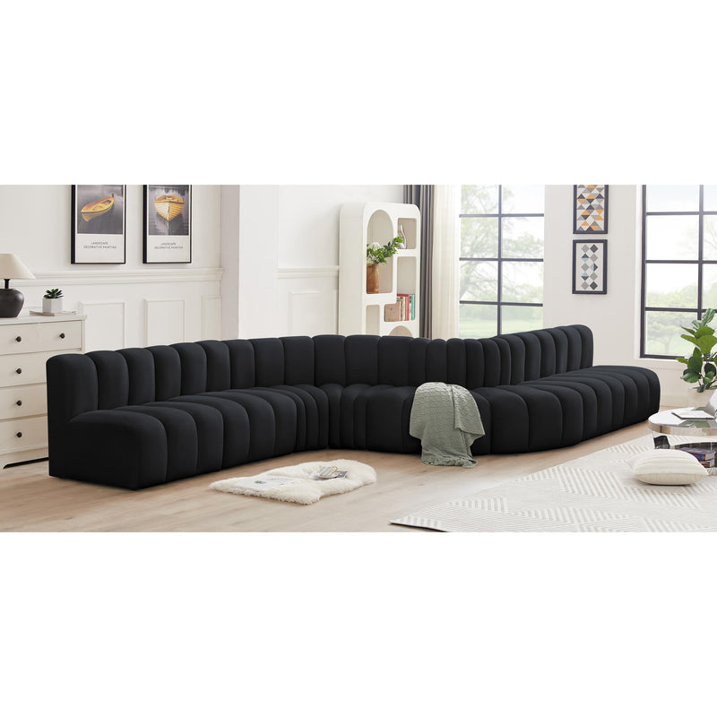 Meridian Arc Black Velvet 8 pc Modular Sectional IMAGE 2