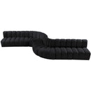 Meridian Arc Black Velvet 8 pc Modular Sectional IMAGE 4