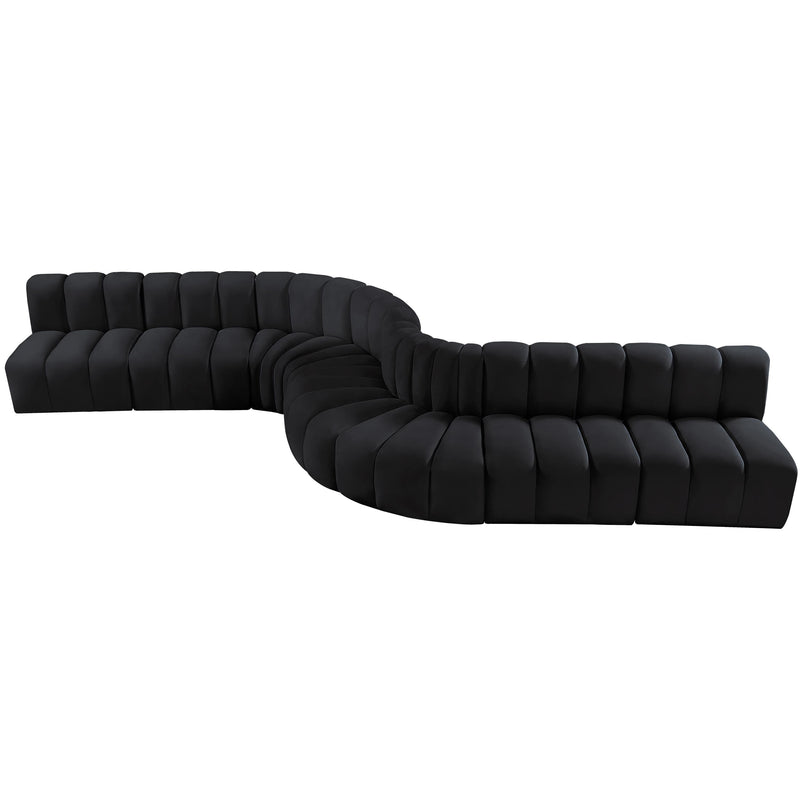 Meridian Arc Black Velvet 8 pc Modular Sectional IMAGE 4