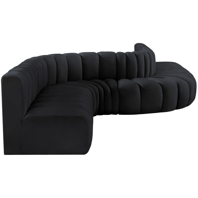 Meridian Arc Black Velvet 8 pc Modular Sectional IMAGE 5