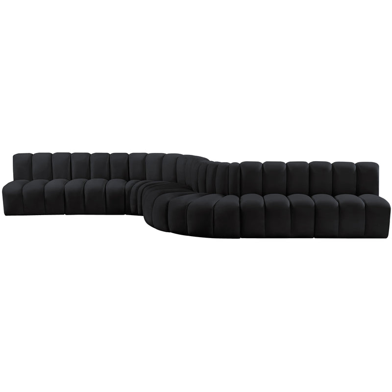 Meridian Arc Black Velvet 8 pc Modular Sectional IMAGE 7