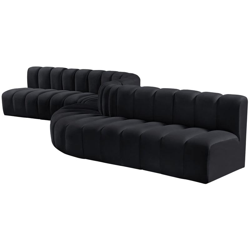 Meridian Arc Black Velvet 8 pc Modular Sectional IMAGE 8