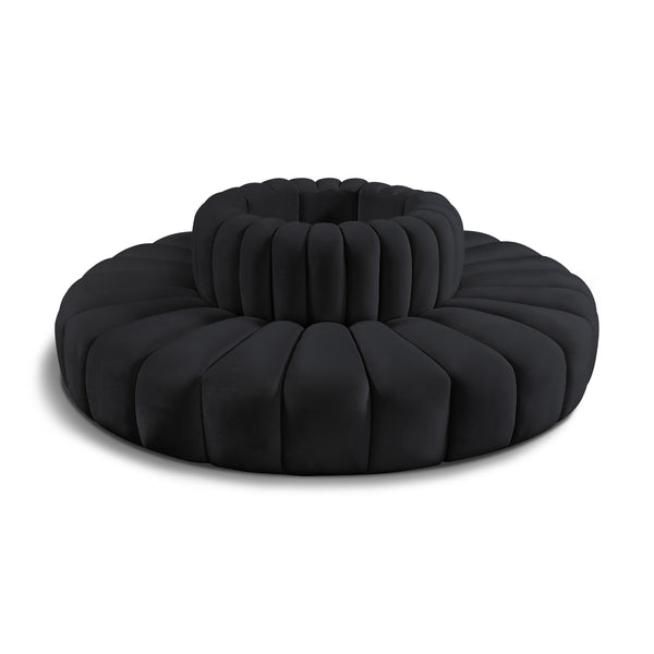 Meridian Arc Black Velvet 8 pc Modular Sectional IMAGE 1