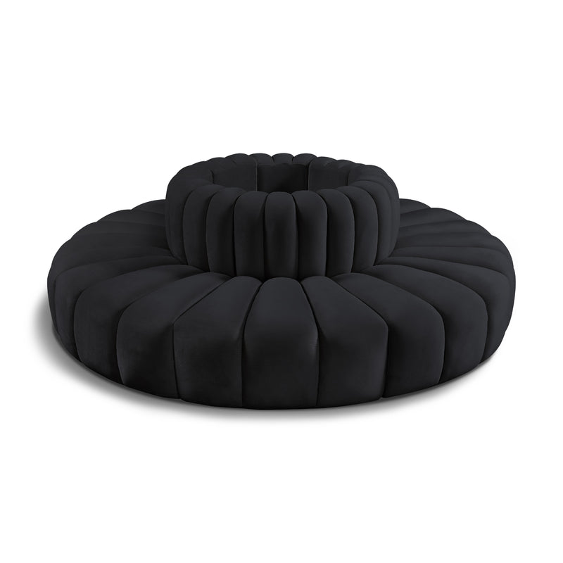 Meridian Arc Black Velvet 8 pc Modular Sectional IMAGE 1