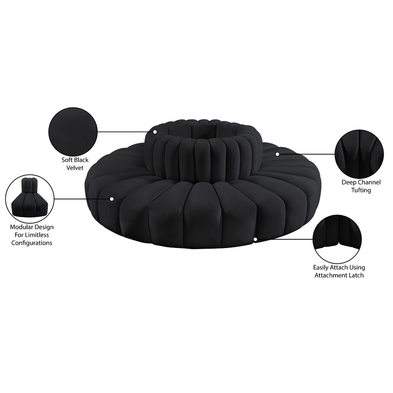 Meridian Arc Black Velvet 8 pc Modular Sectional IMAGE 7