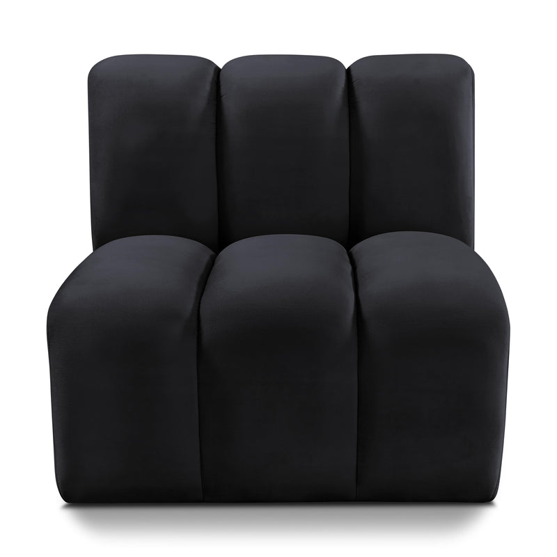 Meridian Arc Black Velvet Straight Chair IMAGE 1