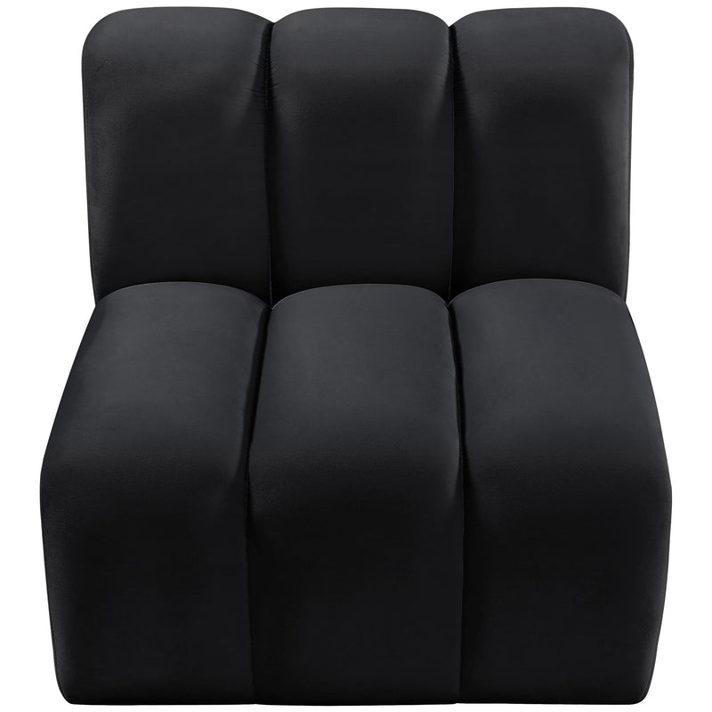 Meridian Arc Black Velvet Straight Chair IMAGE 4