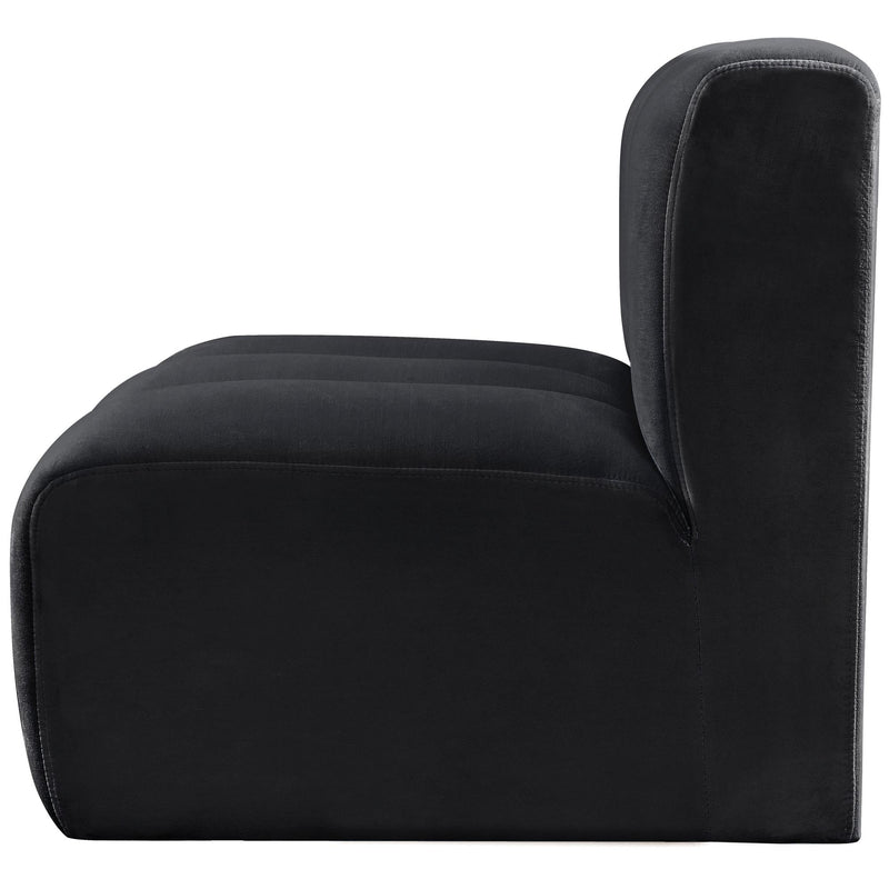 Meridian Arc Black Velvet Straight Chair IMAGE 5
