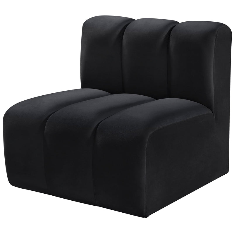 Meridian Arc Black Velvet Straight Chair IMAGE 6