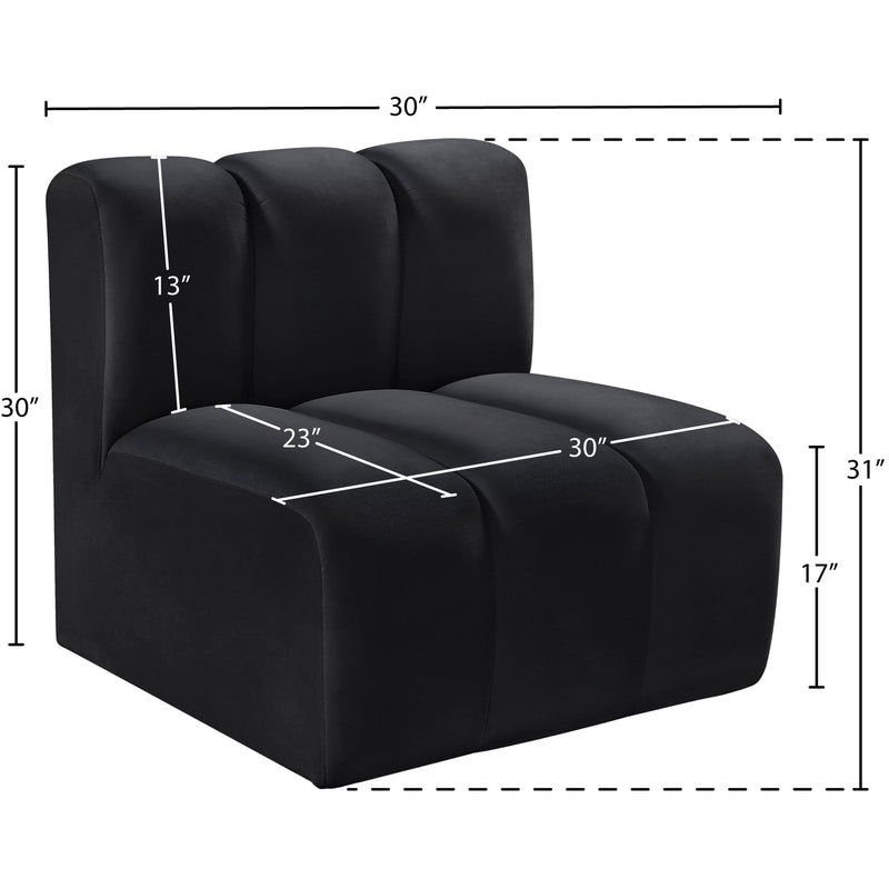Meridian Arc Black Velvet Straight Chair IMAGE 7