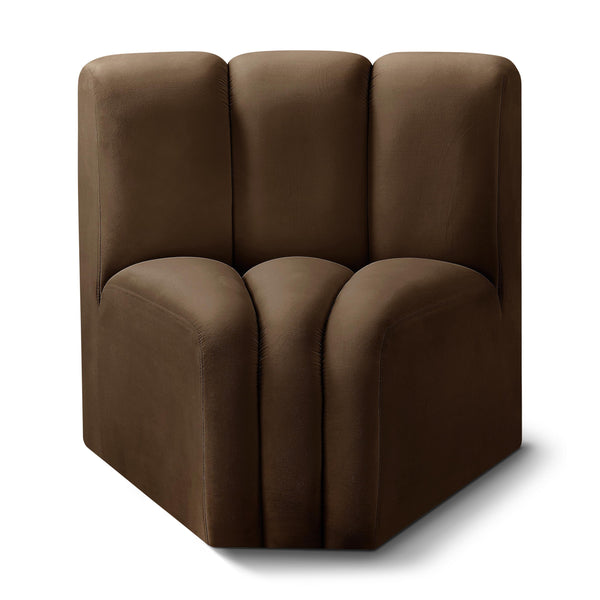 Meridian Arc Brown Velvet Curved Corner IMAGE 1