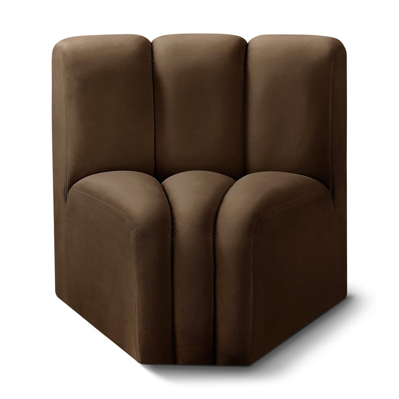 Meridian Arc Brown Velvet Curved Corner IMAGE 1