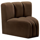 Meridian Arc Brown Velvet Curved Corner IMAGE 3